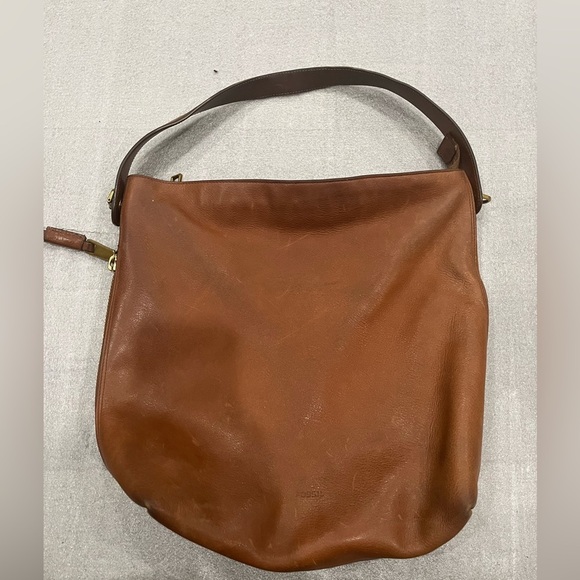 VTG Fossil Brown Leather Hobo Shoulder Bag - Picture 8 of 11